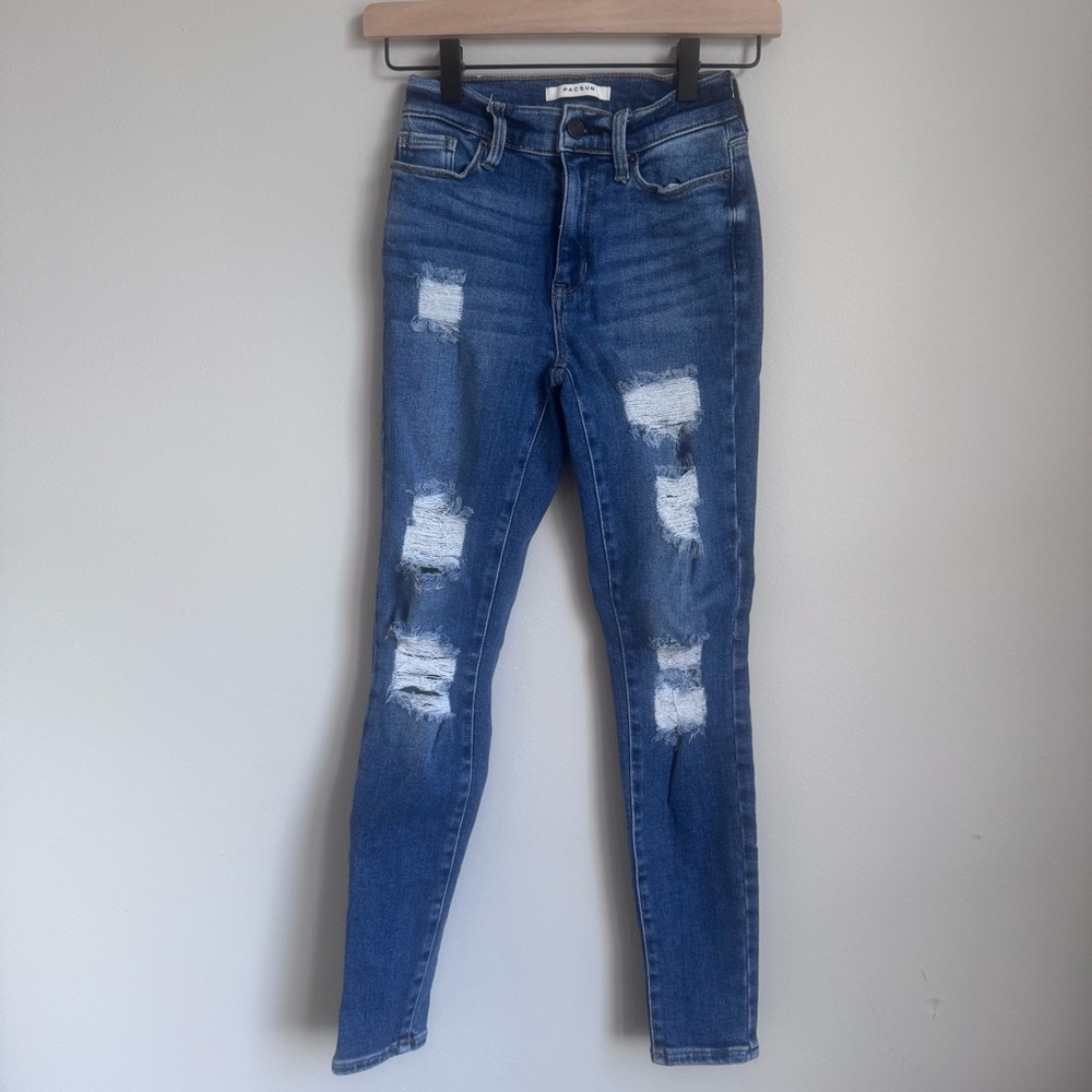 Pacsun Jeans High Waist Jegging Size 22 Stretch Distressed Ripped Casual Basic